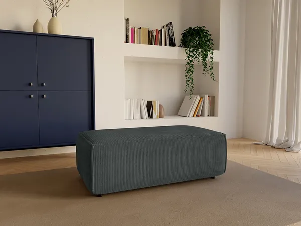 Vente-unique - AMELIA Pouf SamtStoff Grau - B 69 cm x H 42 cm x L 102 cm