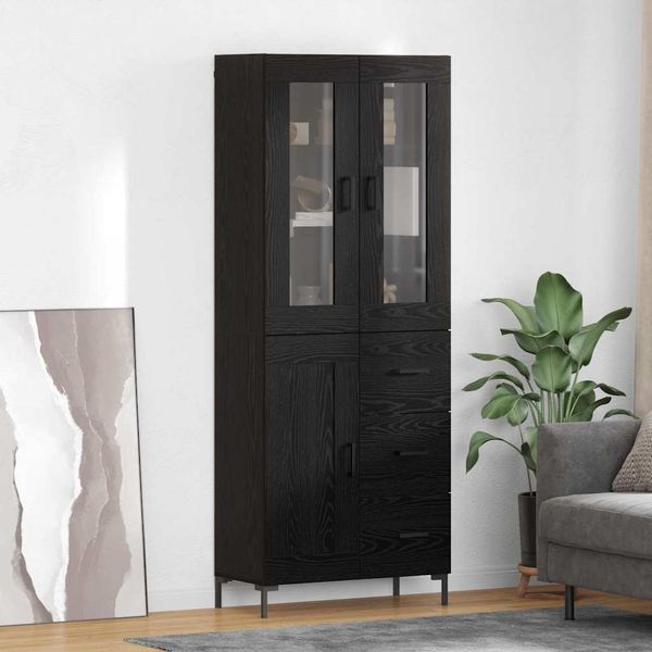 vidaXL Highboard 2 pcs Schwarz Eichen-Optik Holzwerkstoff 3416215
