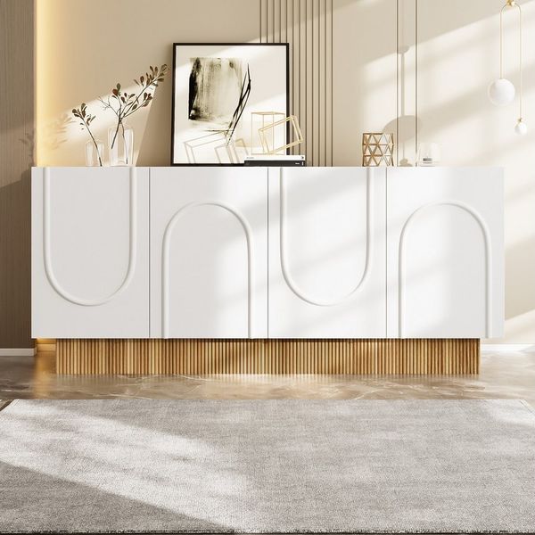OKWISH Sideboard Sideboard 160 x 75 x 38 cm, 4 Türen, matte Front – modernes Design (Packung, 1 St, Stilvolle Aufbewahrung für Wohnzimmer & Essbereich), großem Stauraum und klarer U-Form-Struktur