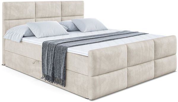 ALTDECOR Boxbett OHIO-Z (Multipocket-Matratze H4, H3 Matratze Bonellfederung, Topper, Kopfteil), Doppelbett mit Fußteil