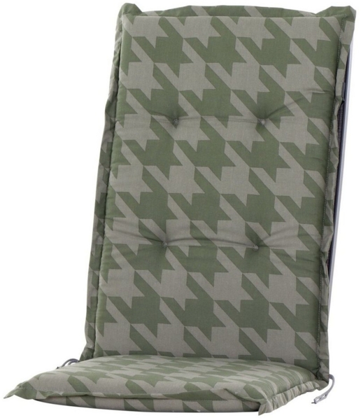 Auflage Hochlehner für Gartenstuhl 120x48cm Sesselauflage Polster Polsterauflage Karo Muster Stuhlauflage mit dicker 7cm Schaumstoff Füllung in grün