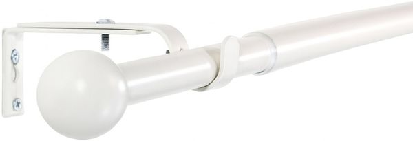 Deco-Raum® Deco-Raum Gardinenstange ausziehbar Flexa Weiß Endstück Kugel 16/19mm | Länge: 120-210cm | Material: Metall | Farbe: Weiß