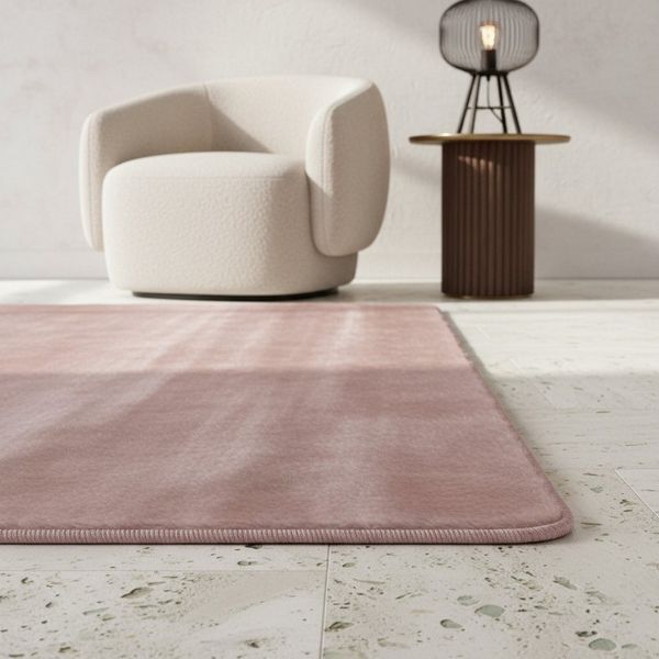 KADIMA DESIGN Teppich ISAR Wohnzimmer Waschbar Schlafzimmer Wohnzimmerteppich Esszimmer Uni, Rund, Höhe: 13 mm, Rosa, 80x80 cm, Strapazierfähig Modern Esszimmerteppich Waschbar