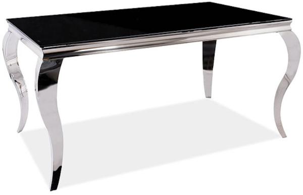 Esstisch Glastisch Prince 150x90x75cm schwarz Chrom Barock