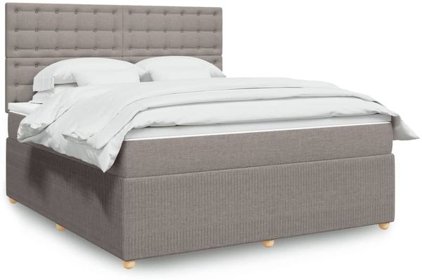 vidaXL Boxspringbett mit Matratze Taupe 180x200 cm Stoff 3294453