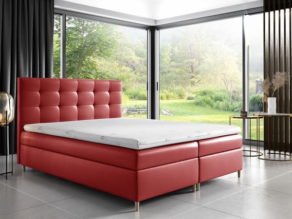 Boxspringbett ARVID 140x200 cm Kunstleder Rot