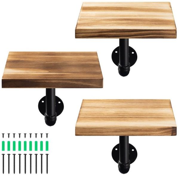 Navaris Wandregal Regal aus Holz und Metall - 3er Set Schweberegal Hängeregal, 3-tlg.
