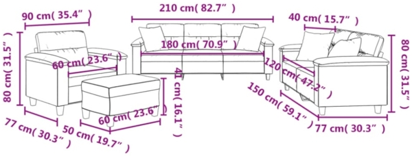 vidaXL 4-tlg. Sofagarnitur mit Kissen Dunkelgrau Mikrofasergewebe 3202310 Bild 2