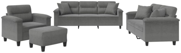 vidaXL 4-tlg. Sofagarnitur mit Kissen Dunkelgrau Mikrofasergewebe 3202310 Bild 3