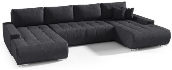 Wohnlandschaft Sofa mit Schlaffunktion VOGAR Stoff Aston Schwarz