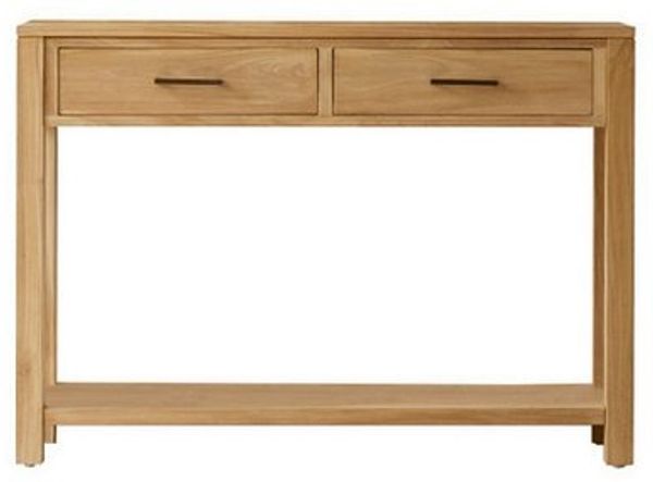 Tikamoon Konsolentisch Konsole aus massivem Teakholz 110 cm breit Sideboard mit zwei Schublad