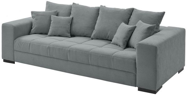 Massivart® Big-Sofa Cord grau oder beige 254 cm / 4-Sitzer Cordsofa / BORNEO, Nosagunterfederung / inklusive Kissen Set