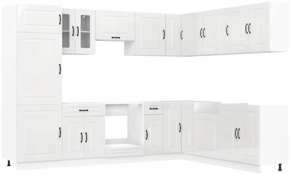 vidaXL 14-tlg. Küchenschrank-Set Kalmar Hochglanz-Weiß Holzwerkstoff 3314973