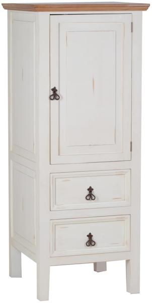MiaMöbel Mexico Hochschrank "Old White" klein - rechts Massivholz Pinie Landhaus Mexiko Möbel Mexikanisch