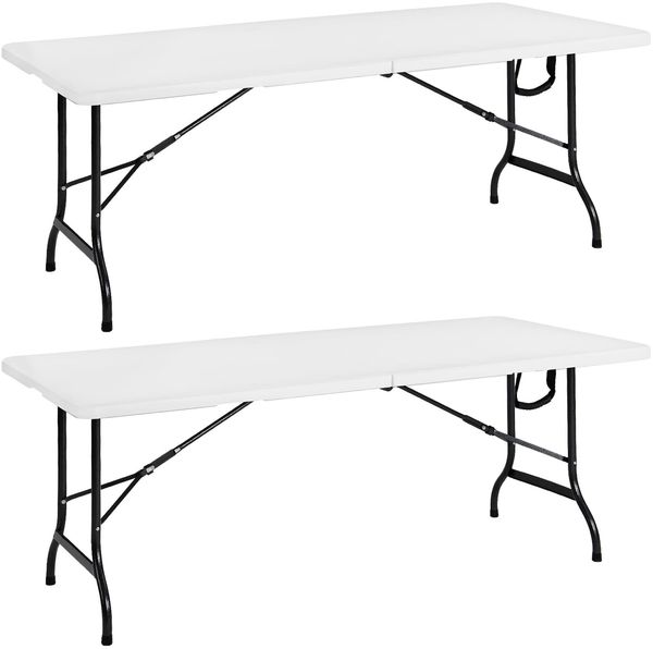 Casaria Buffettisch Gartentisch Klappbar 183cm Weiß - 2er Set