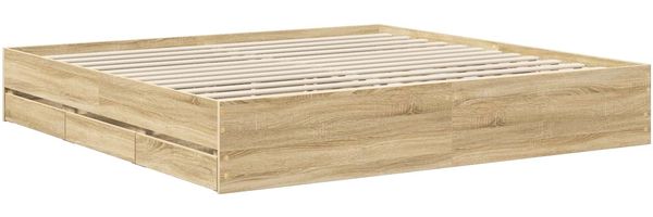 vidaXL Bettrahmen Sonoma-Eiche 200 x 200 cm Ingenieurs Holz 3411809 Bild 6