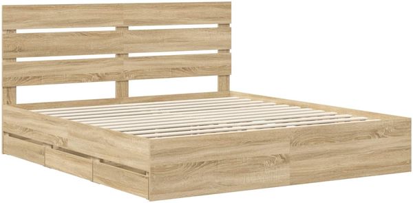 vidaXL Bettrahmen Sonoma-Eiche 200 x 200 cm Ingenieurs Holz 3411809 Bild 4