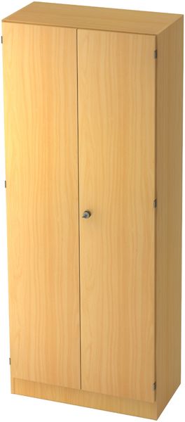 bümö office Kleiderschrank Holz abschließbar mit Spiegel, Büroschrank 80 cm breit in Buche - Flur Schrank als Garderobe für Jacken, Taschen & Co. im Arbeitszimmer - Büro Schrank, 6200-6-6-SG