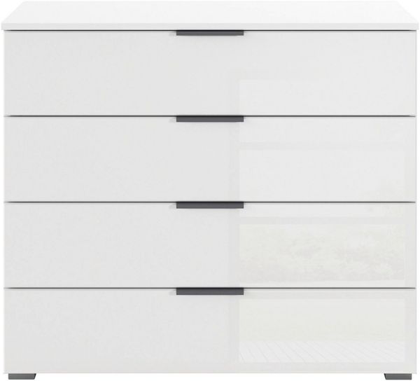 OTTO home Schubkastenkommode Sideboard Schubladenkommode Schubladenkommode AGORDO mit Glasfront (in zwei Griff-Farben, Breite 80 cm), vier große und geräumige Schubladen mit viel Stauraum MADE IN GERMANY