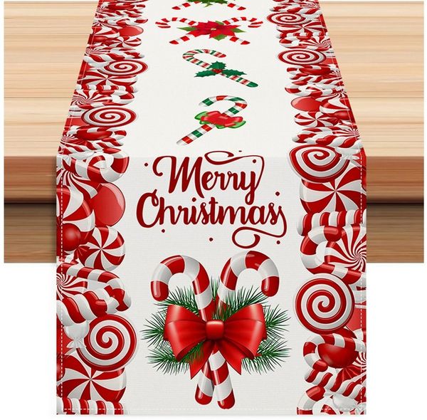 LAPAPRO Tischläufer Weihnachtlicher Leinen Tischläufer Druck, Festliche Tischdekoration