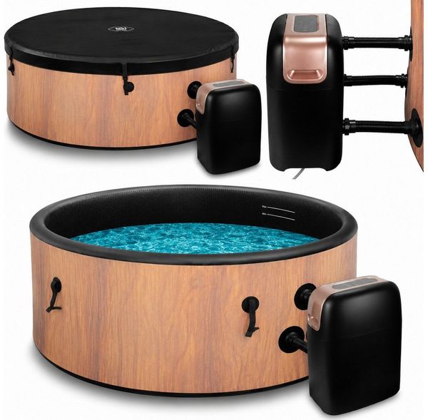 COIL Whirlpool SPA Aufblasbar, Schwimmbad mit Hydromassage, PVC-Bodenunterlage, extra dünn, In- & Outdoor, 4/6 Personen, 150/175 cm