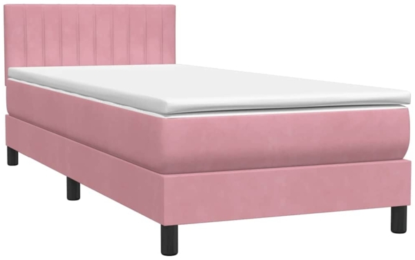 vidaXL Boxspringbett mit Matratze Rosa 100x220 cm Samt 3316442