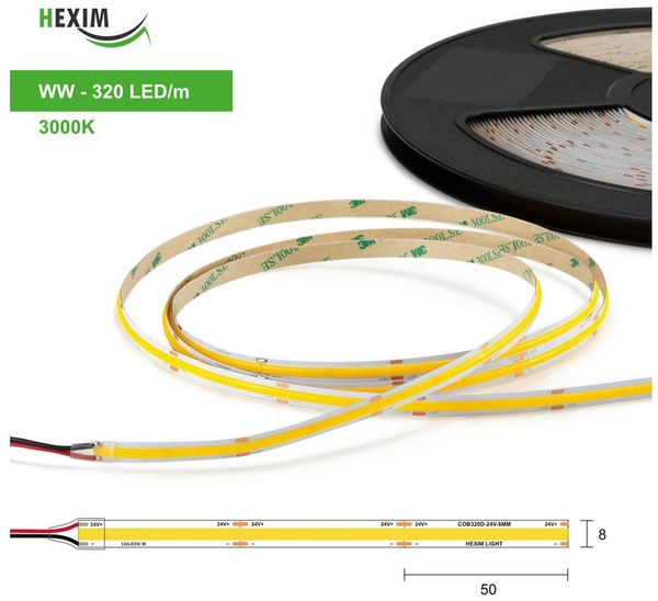 Hexim LED Stripe COB – RGB/W CCT oder Kalt-, Neutral-, Warmweiß (Warmweiß 5M), COB – RGB/W CCT oder Kalt-, Neutral-, Warmweiß (Warmweiß 5M) Bild 3