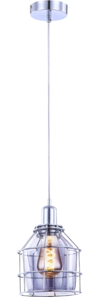 Hängeleuchte, Chrom Design, Glas, Metallgeflecht, H 124 cm