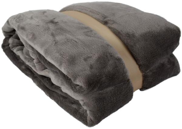 XXL Flanell Kuscheldecke 180 x 220 cm Wohndecke 260g/m² wärmespeichernd braun