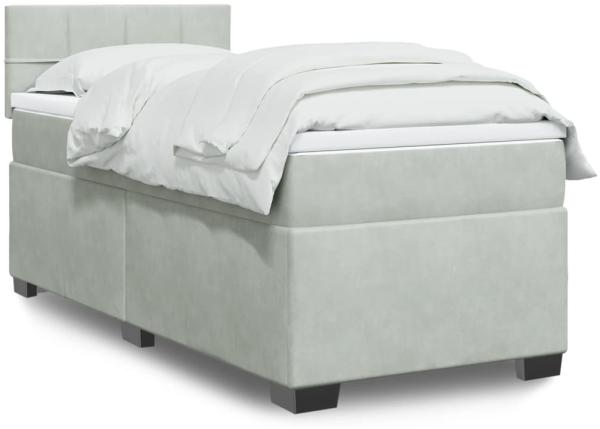 vidaXL Boxspringbett mit Matratze Hellgrau 80x200 cm Samt 3288462