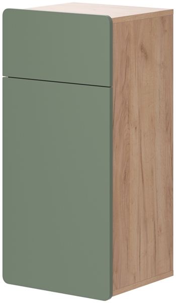 Midischrank Izan Grün/Goldkraft Eiche 36.6 x 76.6 cm mit Schublade und Tür Vicco