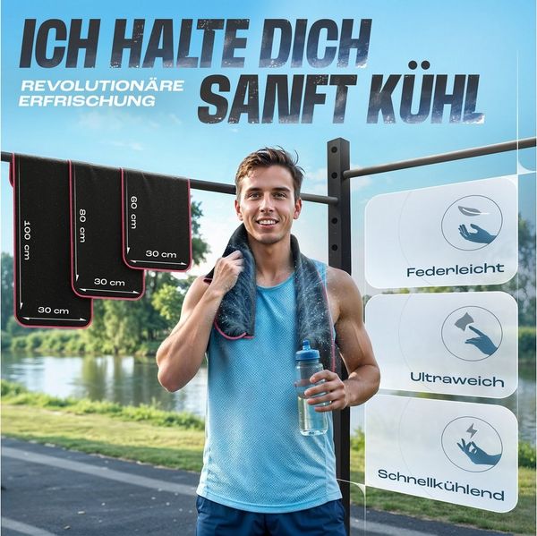 NirvanaShape Handtücher Kühl-Tuch eiskalt mit sofortiger Kühlwirkung kühlendes Handtuch, sofortiger Kühlwirkung, ultraleicht, Ideal für Sport & Freizeit