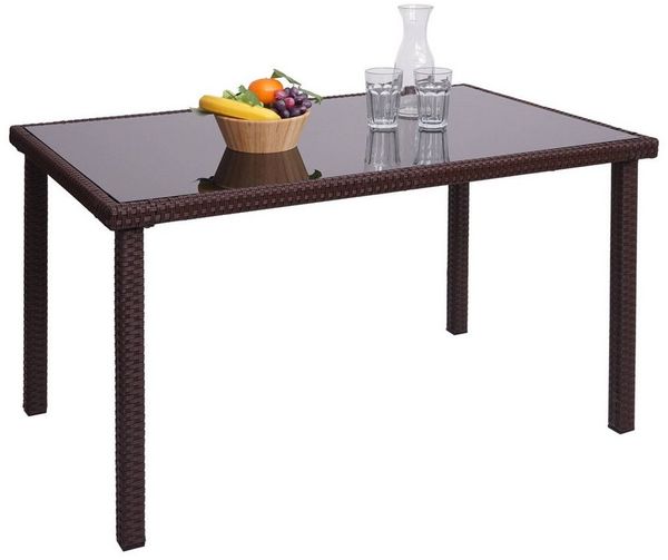 PROREGAL® Gartentisch Poly-Rattan Tisch HxBxT 71 x 120 x 75 cm Braun Gartentisch Balkontisch