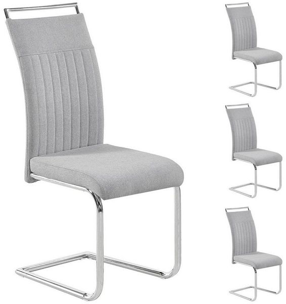 CARO-Möbel Esszimmerstuhl ERICA (4 St), Esszimmerstuhl 4er Set Küchenstuhl Schwingstuhl Stoffbezug Freischwing