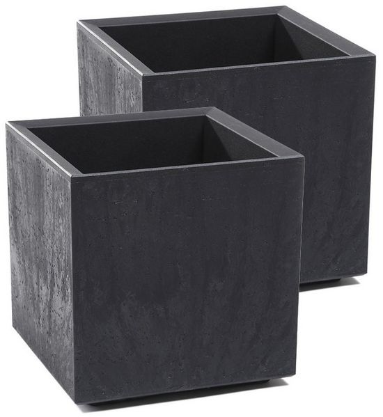 Kreher Pflanzkübel Pflanzkasten Karo 13 L mit Rollen in Beton Optik (2 St)