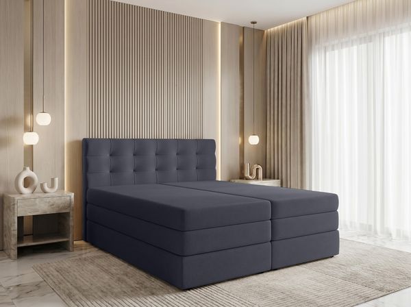 AX LIVING Finike Kontinentalbett 160x200 cm mit Topper, Grau
