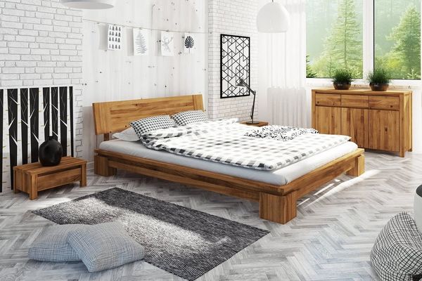 byoak Bett VINCI 180x220 aus Massivholz, mit Holzkopfteil, Naturgeölt