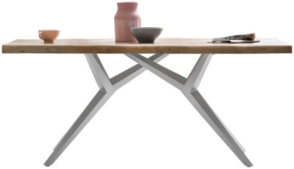 TABLES&CO Tisch 220x100 Mango Natur Metall Silber