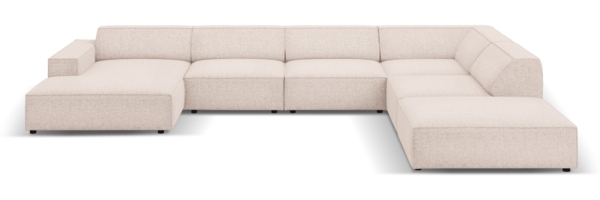 Micadoni Panorama-Ecksofa Jodie 7-Sitzer Links Chenille Haga Beige