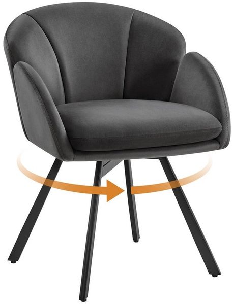 Yaheetech Polsterstuhl mit 360° schwenkbarem Sitz, X-förmiges Metallgestell, Bouclé, 57 x 61 x 75 cm, Dunkelgrau