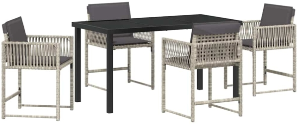 vidaXL Garten Essgruppe 5 pcs Hellgrau Poly-Rattan 3380762