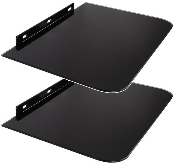 Maclean TV-Regal MC-738 TV Wandregal aus Glas – 35x25 cm, bis 10 kg, 2-tlg, Wandablage für Receiver, Konsole & DVD Player