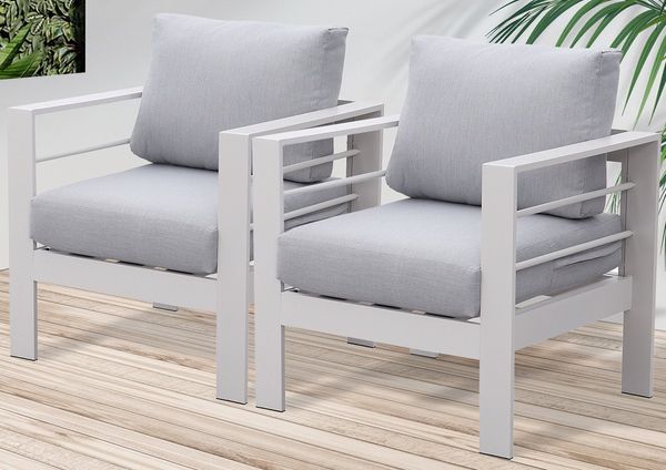 MeXo Gartenlounge-Set XXL Gartenmöbel Set Aluminium Outdoor, (cremeweiß, harmonieren mit Licht bei Nacht, 2-tlg, Passt zum skandinavischen, mediterranen oder minimalistischen Stil), wetterfest Gartenstuhl Gartensessel Balkonstuhl für 1-2 Personen