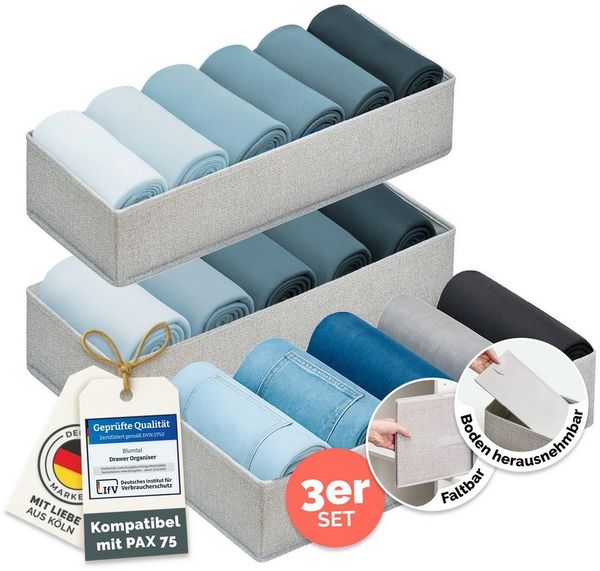 Blumtal Faltbox HEMNES, MALM, PAX Organizer Ordnungssystem Kleiderschrank (3 St), Faltboxen für BHs, T-Shirts - Boxen für Schrank