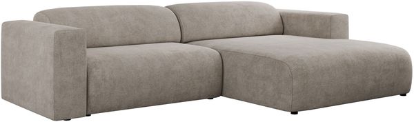 Ecksofa PASADENA, freistehendes Ecksofa, breite Armlehnen, Federsitz - rechts - Beige Stoff Bild 4