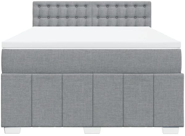 vidaXL Boxspringbett mit Matratze Hellgrau 160x200 cm Stoff 3287133 Bild 4