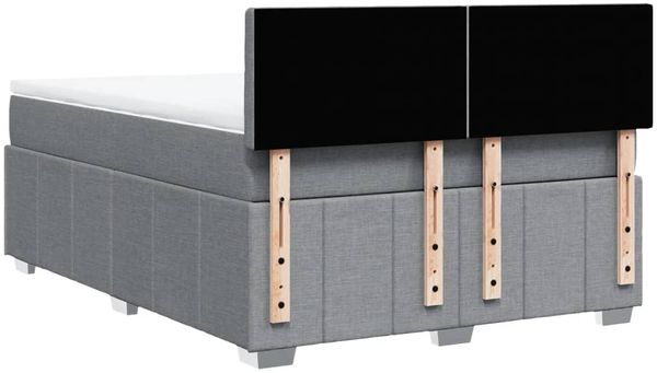 vidaXL Boxspringbett mit Matratze Hellgrau 160x200 cm Stoff 3287133 Bild 6