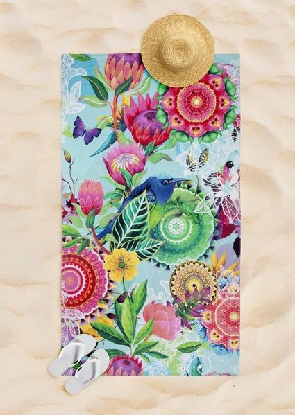 hip Family Strandtuch Liegetuch 100x180 Chess Blüten Schmetterling Mandala 30365