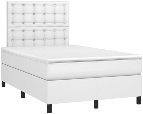 vidaXL Polsterbett mit Matratze & LED Weiß 120x200 cm Kunstleder [3135934] Bild 3