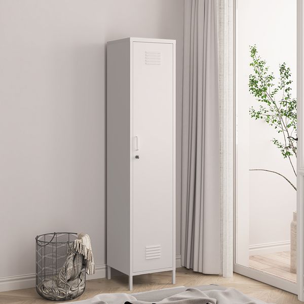Kleiderschrank Seinäjoki 180x38x38 cm Weiß [en. casa]